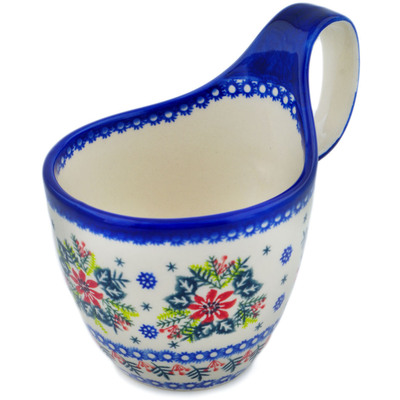 Polish Pottery Bowl with Handles 7&quot; Snowflake Glory