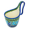 Polish Pottery Bowl with Handles 7&quot; Soft Blue Petals UNIKAT