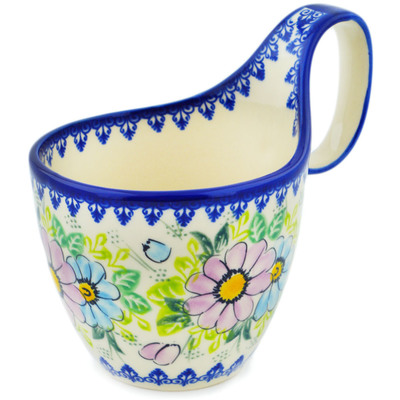 Polish Pottery Bowl with Handles 7&quot; Spring's Pastels