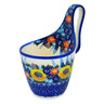 Polish Pottery Bowl with Handles 7&quot; Sunflower UNIKAT