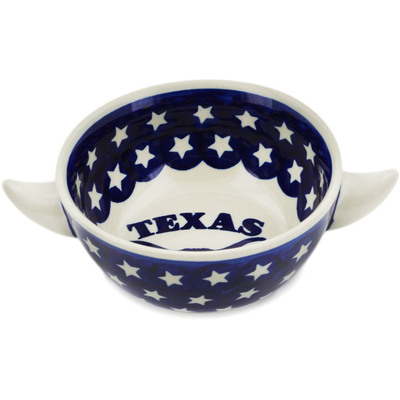 Polish Pottery Bowl with Handles 7&quot; Texas