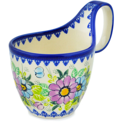 Polish Pottery Bowl with Handles 7&quot; Vintage Violet