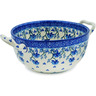 Polish Pottery Bowl with Handles 8&quot; Blue Grapevine