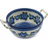 Polish Pottery Bowl with Handles 8&quot; Blue Poppies