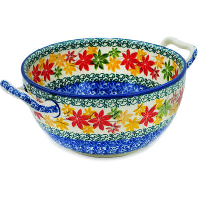 Polish Pottery Bowl with Handles 8&quot; Fall Vibes
