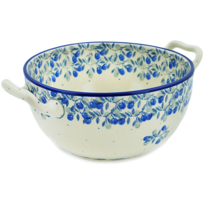 Polish Pottery Bowl with Handles 8&quot; Horse Gallop