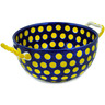 Polish Pottery Bowl with Handles 8&quot; Yellow Dots