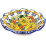 Polish Pottery Bowl with Holes 10&quot; Colorful Bouquet UNIKAT