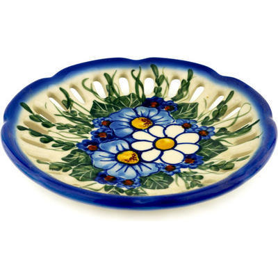 Polish Pottery Bowl with Holes 6&quot; Lone Daisy