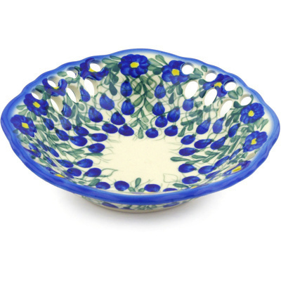 Polish Pottery Bowl with Holes 8&quot; Blue Velvet Gardens