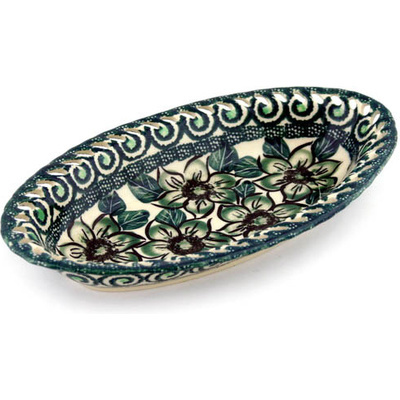 Polish Pottery Bowl with Holes 8&quot; Gratuitous Greens UNIKAT