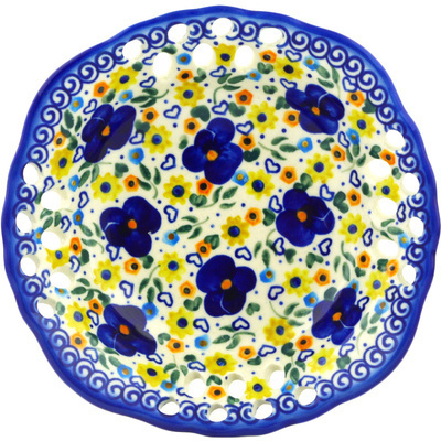 Polish Pottery Bowl with Holes 8&quot; Patches Of Love UNIKAT