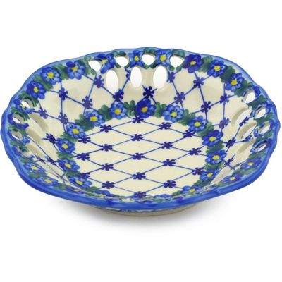 Polish Pottery Bowl with Holes 8&quot; Spring Lattice