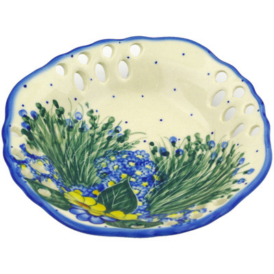 Polish Pottery Bowl with Holes 8&quot; Wildflower Meadow