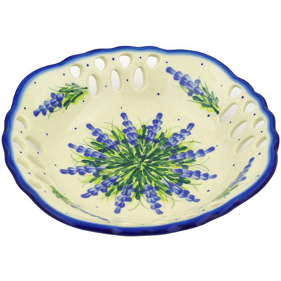 Polish Pottery Bowl with Holes 9&quot; Bluebonnet Fields