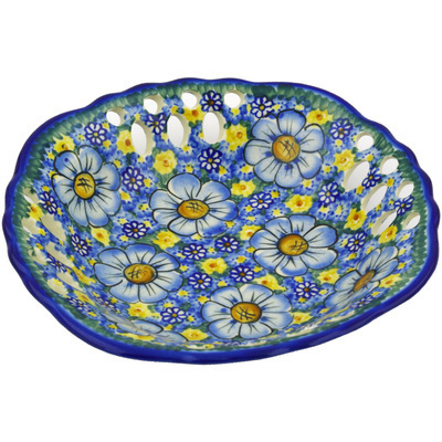 Polish Pottery Bowl with Holes 9&quot; UNIKAT