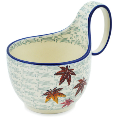 Polish Pottery Bowl with Loop-Handle 16 oz Autumn Breeze