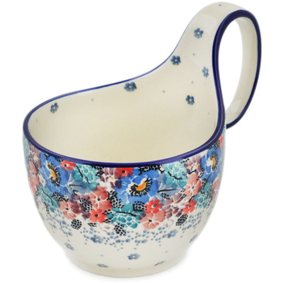 Polish Pottery Bowl with Loop-Handle 16 oz Autumn Bunch UNIKAT