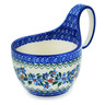 Polish Pottery Bowl with Loop Handle 16 oz Azure Blooms