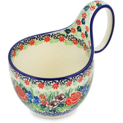 Polish Pottery Bowl with Loop-Handle 16 oz Basket Of Beauty UNIKAT