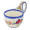 Polish Pottery Bowl with Loop-Handle 16 oz Berries And Birds UNIKAT