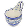 Polish Pottery Bowl with Loop-Handle 16 oz Berry Blue Wreath