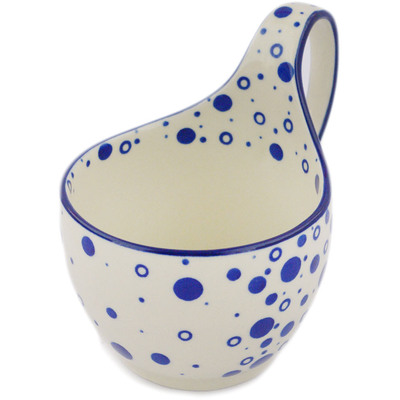 Polish Pottery Bowl with Loop-Handle 16 oz Bespeckled