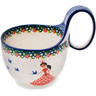 Polish Pottery Bowl with Loop Handle 16 oz Bird Princess