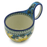Polish Pottery Bowl with Loop-Handle 16 oz Black Eyed Susan UNIKAT