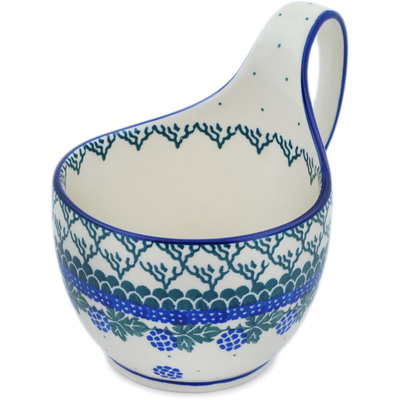 Polish Pottery Bowl with Loop-Handle 16 oz Blackberry Vines