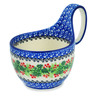 Polish Pottery Bowl with Loop-Handle 16 oz Blooming Rowan