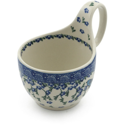 Polish Pottery Bowl with Loop Handle 16 oz Blue Bird