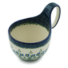 Polish Pottery Bowl with Loop-Handle 16 oz Blue Daisy Circle