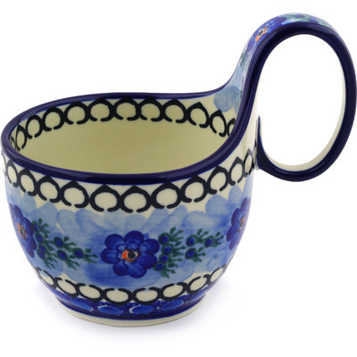 Polish Pottery Bowl with Loop Handle 16 oz Blue Delight UNIKAT