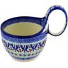 Polish Pottery Bowl with Loop Handle 16 oz Blue Ice