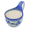 Polish Pottery Bowl with Loop-Handle 16 oz Blue Pansy