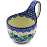 Polish Pottery Bowl with Loop-Handle 16 oz Blue Phlox