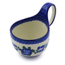 Polish Pottery Bowl with Loop Handle 16 oz Blue Poppies
