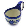 Polish Pottery Bowl with Loop-Handle 16 oz Blue Poppies