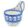 Polish Pottery Bowl with Loop Handle 16 oz Blue Twigs