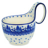 Polish Pottery Bowl with Loop-Handle 16 oz Blue Winter
