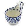 Polish Pottery Bowl with Loop-Handle 16 oz Blue Zinnia