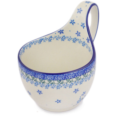 Polish Pottery Bowl with Loop-Handle 16 oz Bluebonnet Cluster