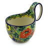 Polish Pottery Bowl with Loop-Handle 16 oz Breathtaking UNIKAT
