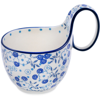 Polish Pottery Bowl with Loop-Handle 16 oz Bright Day