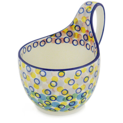 Polish Pottery Bowl with Loop-Handle 16 oz Bubble Grove UNIKAT