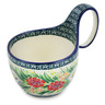 Polish Pottery Bowl with Loop Handle 16 oz Canna Lily Elegance UNIKAT