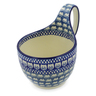 Polish Pottery Bowl with Loop-Handle 16 oz Cat And Mouse Brigade UNIKAT
