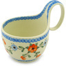 Polish Pottery Bowl with Loop-Handle 16 oz Cherry Blossoms