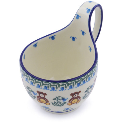 Polish Pottery Bowl with Loop Handle 16 oz Childrens Baby Bear